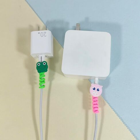 10 Pack Cartoon Animal Cable Protectors for Phone Charging Cord, Silicone USB Wire Saver for Android Smartphone Data Line, Multicolor Decorative Cord Wraps for Phone Accessories in Kuwait
