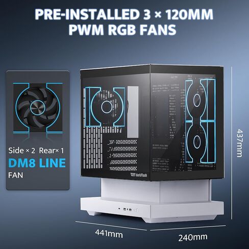 DarkFlash FLOATRON F1(2025) Micro-ATX PC Case 3X ARGB PWM Fans & DE360 الكل في واحد مبرد وحدة المعالجة المركزية السائل in Kuwait