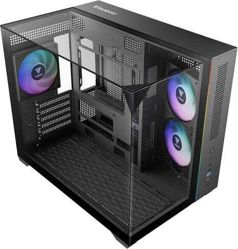 GAMDIAS Gaming Case Atlas M3M Three-Sided Tempered Glass, Built-in 3X 120mm ARGB PWM Case Fans, 400mm GPU/VGA, 360mm AIO/Radiator in Kuwait