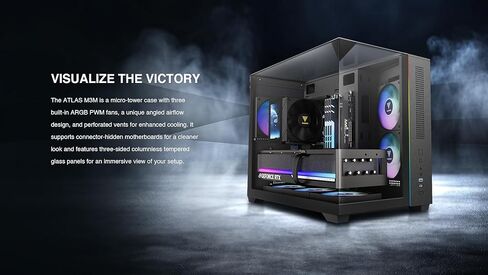 GAMDIAS Gaming Case Atlas M3M Three-Sided Tempered Glass, Built-in 3X 120mm ARGB PWM Case Fans, 400mm GPU/VGA, 360mm AIO/Radiator in Kuwait