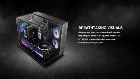 GAMDIAS Gaming Case Atlas M3M Three-Sided Tempered Glass, Built-in 3X 120mm ARGB PWM Case Fans, 400mm GPU/VGA, 360mm AIO/Radiator in Kuwait