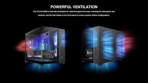 GAMDIAS Gaming Case Atlas M3M Three-Sided Tempered Glass, Built-in 3X 120mm ARGB PWM Case Fans, 400mm GPU/VGA, 360mm AIO/Radiator in Kuwait