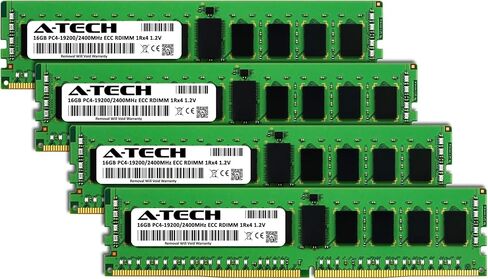 A-Tech 64GB Kit (4x16GB) RAM لـ HP Z440 | ترقية ذاكرة الخادم المسجل DDR4 2400 ميجا هرتز PC4-19200 ECC RDIMM 1Rx4 in Kuwait