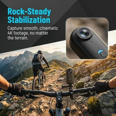 JETO 4K Mini Motorcycle Camera, POV Body Cam with Stabilization, Magnetic Clip-On, WiFi Live View, Waterproof Case, Bike Helmet Mount for Cycling Travel Vlog (32GB/64GB Card Included) (64G, STANARD) in Kuwait