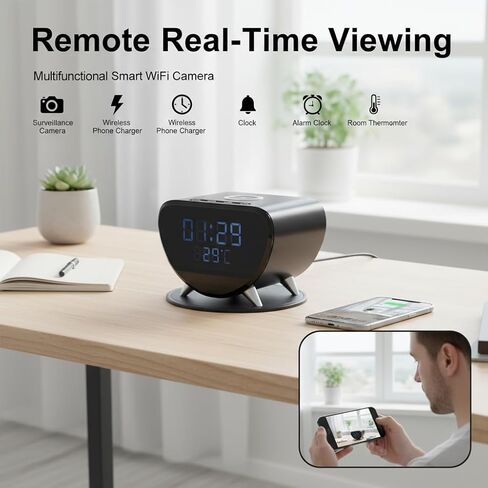 شاحن لاسلكي لكاميرا ULar Clock 4K + حزمة بطاقة سعة 16 جيجابايت in Kuwait