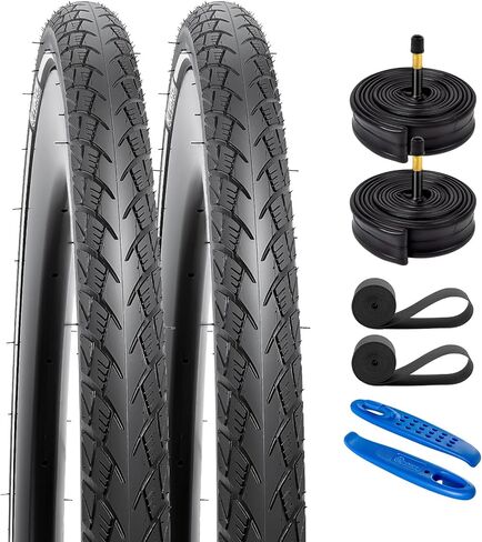 YUNSCM 700C Bike Tires 700x32C/32-622 60TPI and 700C Bike Tubes Schrader Valve with 2 Rim Strips Compatible with 700 x 30C 700 x 31C 700 x 32C 700 x 33C Bike Bicycle Tires and Tubes (W-3109) in Saudi Arabia