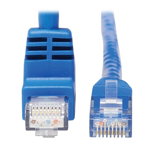 كابل إيثرنت TRIPP LITE Up Angle Cat6، كابل توصيل شبكة UTP مصبوب جيجابت، أزرق، 15 قدم (N204-015-BL-UP) in Kuwait