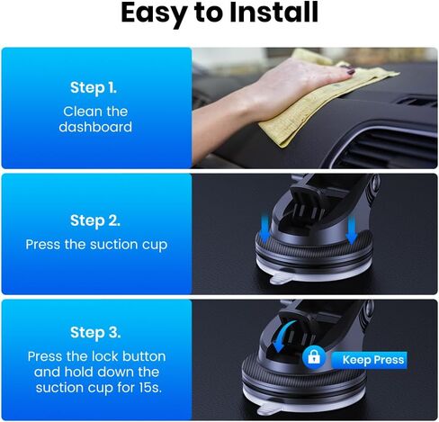 Phone Holders for Your Car, Upgraded Car Phone Holder Mount for Dashboard Compatible with iPhone Android Phones in Kuwait