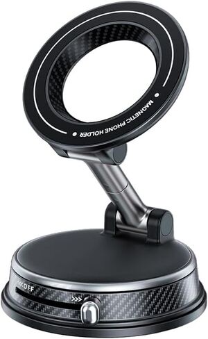 LouquetocBloom Magnetic Car Mount (Iron Gray) - Heavy Duty Vacuum Suction, 17 N52 Magnets, 4-Axis Adjustable Phone Holder for iPhone and Android, Dashboard & Windshield Mount in Kuwait