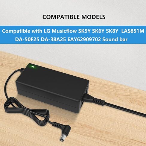 محول 25 فولت لسلك طاقة LG SoundBar، متوافق مع LG Musicflow SK5Y SK6Y SK8Y NB3540 NB4530 NB4540 NB5540 NB5541 NB3732A NB4533A AS851 LAS851M DA-50F25 DA-38A25 EAY62909702 شاحن إمداد الطاقة in Kuwait