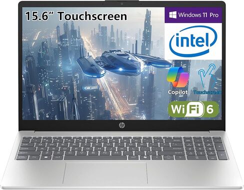 HP Touchscreen Laptop for Students, School & Home Study, 15.6" Display, Intel i3-1315U, 16GB RAM, 512GB SSD, 500GB External HDD, Fast Charge, Copilot AI, WiFi 6, Windows 11 Home, Pale Silver in Kuwait