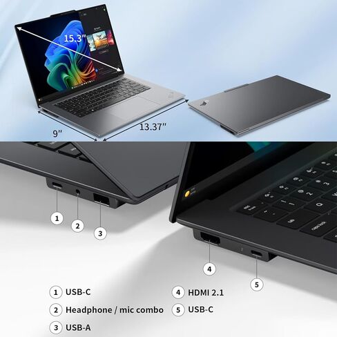 لاب توب Lenovo ThinkPad X9 Aura Edition Business AI، Intel Core Ultra 7 258V، شاشة لمس OLED 15.3 بوصة 2.8K، 120 هرتز، رسومات Arc 140V، ذاكرة الوصول العشوائي 32 جيجا، 1 تيرابايت SSD، Copilot+ PC، بصمة الإصبع، HDMI، Windows 11 Pro in Kuwait
