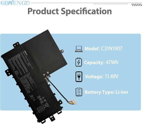 C31N1907 استبدال البطارية لسلسلة ASUS VivoBook 17 F712FA F712FA-AU239T F712FB X712JA 0B200-03350600 3ICP6/56/77 11.49V 47Wh 4165mAh in Kuwait