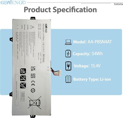 AA-PBSN4AT Battery Replacement for Samsung Galaxy Book NP750TDA NP750XDA NP755XDA NP750TDA-XD1US NP750TDA-XD2US NP750XDA-KC1HK Series BA43-00391B 4ICP5/43/97 15.4V 54Wh in Kuwait