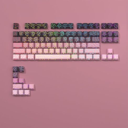 أغطية مفاتيح طبوغرافية إصدار 4.0 لامعة من خلال، 97 مفتاحًا PBT Cherry Profile مجموعة أغطية مفاتيح بإضاءة خلفية مطبوعة جانبية للوحة المفاتيح الميكانيكية MX Gamer (BlackBerry) in Kuwait