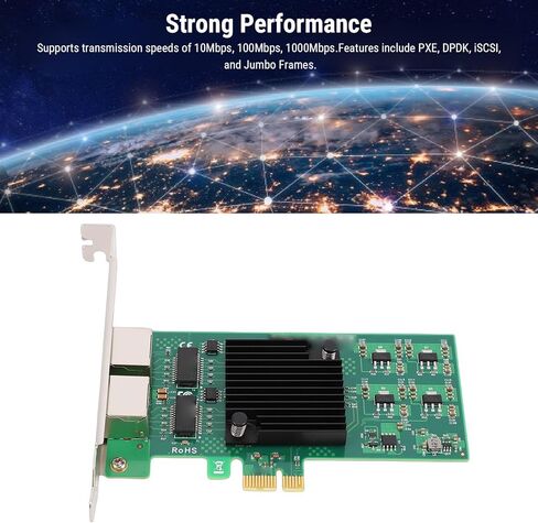 CUIFATI Gigabit Ethernet Network Card PCI Express X1 with 82574L Chipset for Stable Performance 10/100/1000Mbps RJ45 x2 PXE DPDK iSCSI Jumbo Frames Support in Kuwait
