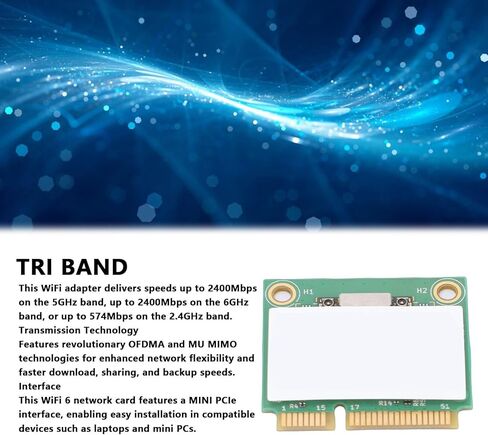 بطاقة الشبكة اللاسلكية Yunseity، WiFi 6 Bluetooth 5.3 Band 5400Mbps، واجهة MINI PCIe مع هوائيات مزدوجة، لأجهزة الكمبيوتر المحمولة 10 11 in Kuwait