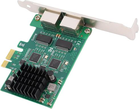 CUIFATI Gigabit Network Card, Dual RJ45 Port 10 100 1000Mbps Wired Ethernet Adapter with Gold Plated Connector and Heatsink, for Desktop PC in Kuwait