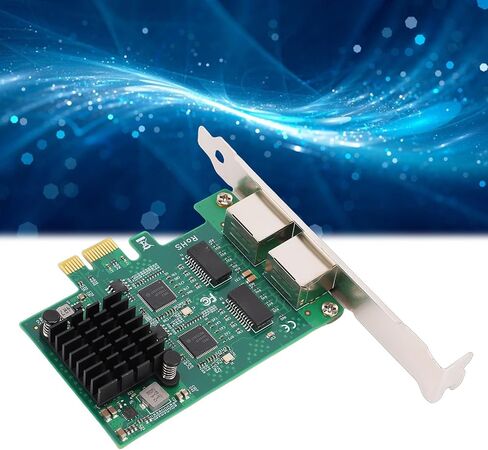 CUIFATI Gigabit Network Card, Dual RJ45 Port 10 100 1000Mbps Wired Ethernet Adapter with Gold Plated Connector and Heatsink, for Desktop PC in Kuwait