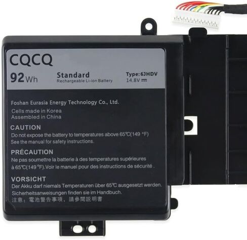 استبدال بطارية متوافقة مع CQCQ 6JHDV لجهاز Dell Alienware 17 R2 R3 ALW17ED-1728 ALW17ED-1828T ALW17ER-4738 ALW17ER-4838 5046J P43F 6JHCY (14.8V 92Wh) in Kuwait