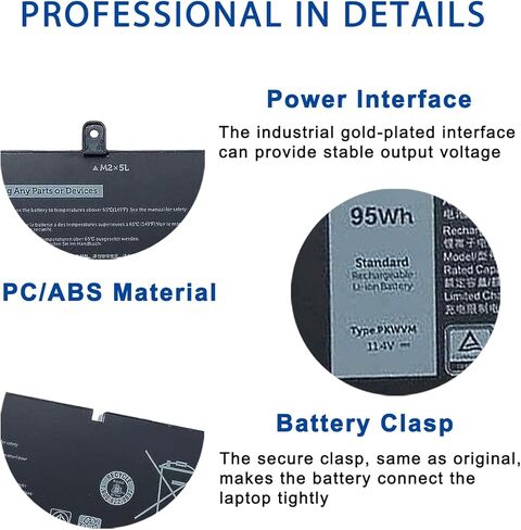 PKWVM استبدال بطارية الكمبيوتر المحمول لـ Dell Precision 7550 7560 7760 7550 7750 Series 3ICP5/62/85-2 453-BBCQ 68ND3 0CR72X C903V CR72X 068N03 0447VR G5FJ8 J0VNR 17C06 447VR 11.4 فولت 95 وات في الساعة 7922 مللي أمبير في الساعة 6 خلايا in Kuwait