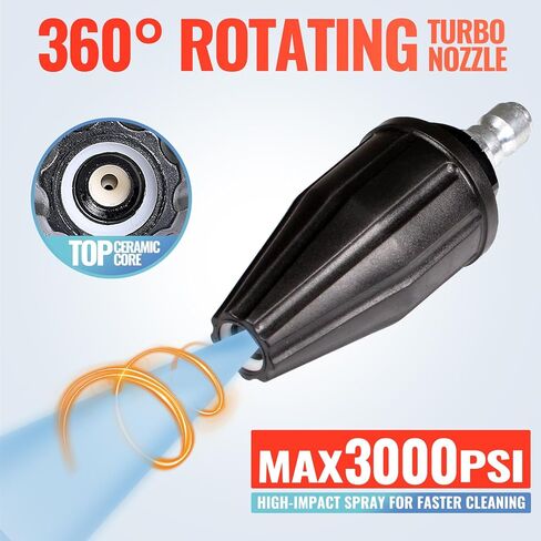 YAMATIC Pressure Washer Tips Turbo Nozzle, 360° Rotating Spray Turbo 3000 PSI Max 3500 PSI with 1/4 inch Quick Connector for Cleaning Brick, Concrete, and Vinyl Surfaces(4.0 GPM) in Saudi Arabia