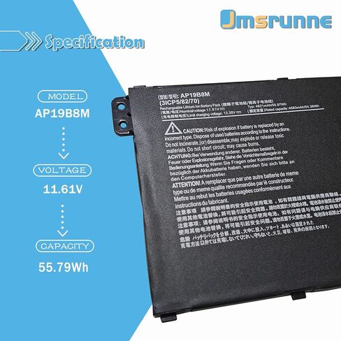 AP19B8M Laptop Battery for Acer TravelMate P4 TMP414-51 TMP414-51-54HA Swift 3 SF314-59 SF314-59-78Z8 SF314-59-56F2 Porsche Design Book RS AP714-51GT-75VS Series 55.97Wh Notebook KT0030G024 in Kuwait