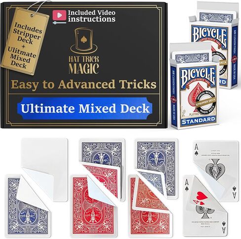 Hat Trick Magic Bicycle Rider Back Gaff Playing Card Decks (Ultimate Mixed Gaff Deck) in Kuwait