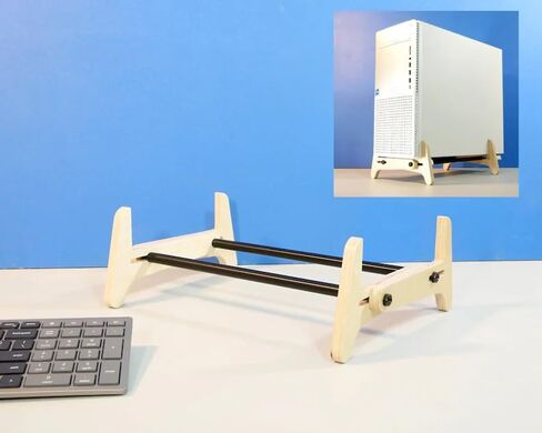Stylish Mid‑Century Modern PC Tower Stand, Adjustable Wooden Desktop Computer Organizer for Desk & Floor Placement in Kuwait