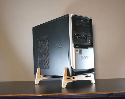 Stylish Mid‑Century Modern PC Tower Stand, Adjustable Wooden Desktop Computer Organizer for Desk & Floor Placement in Kuwait