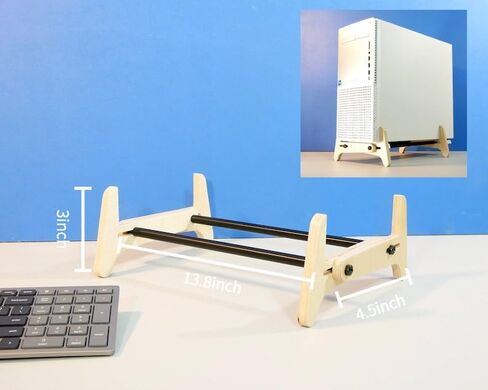 Stylish Mid‑Century Modern PC Tower Stand, Adjustable Wooden Desktop Computer Organizer for Desk & Floor Placement in Kuwait