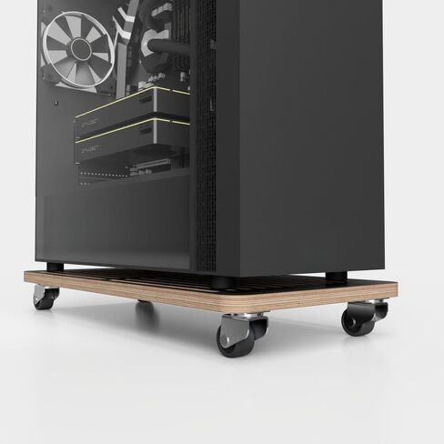 Wheeled Birch Plywood PC Stand, Ventilated Computer Tower Riser with Lockable Casters, Perfect Gamer Gift in Kuwait