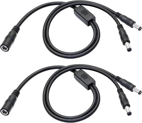 DC 5521 1 Female to 2 Male Power Splitter Cable 1.5FT, 18AWG 5.5 x 2.1mm Y Adapter Power Cord for Surveillance Cameras, LED Lights & 5521 Devices - 2 Pack in Kuwait