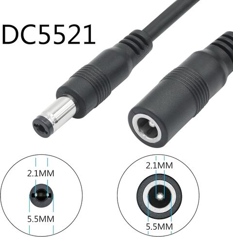 DC 5521 1 Female to 2 Male Power Splitter Cable 1.5FT, 18AWG 5.5 x 2.1mm Y Adapter Power Cord for Surveillance Cameras, LED Lights & 5521 Devices - 2 Pack in Kuwait