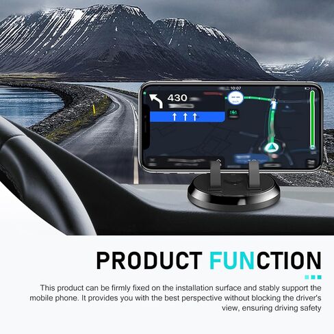Car Phone Holder Mount, 360 Degrees Rotatable Non-slip Center Console Stand, Anti-vibration Navigation Mount, Universal for Most Vehicles Home (Black) in Kuwait