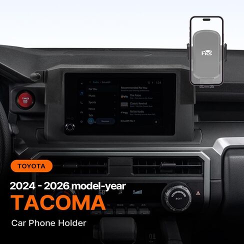 حامل هاتف السيارة FICS لشاشة Toyota Tacoma مقاس 8 بوصة 2024، 2025، 2026 موديل العام - حامل شاشة عرض مركزي مناسب حسب الطلب، بدون لاصق in Kuwait