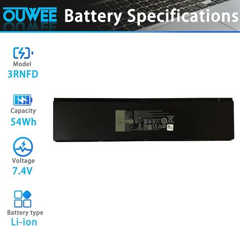 بطارية كمبيوتر محمول 3RNFD متوافقة مع سلسلة Dell Latitude E7450 E7440 3RNFD KKNHH 34GKR V8XN3 G95J5 34GKR 0909H5 0G95J5 5K1GW 47Wh 6350mAh 7.4V in Kuwait