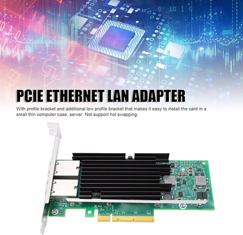 Yunseity 10Gb Dual RJ45 Port Network Card, X540 T2 Controller PCIe Ethernet Adapter with Profile Bracket for Server i in Kuwait