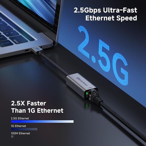 Cable Matters USB to 2.5Gb Ethernet Adapter, USBA to RJ45 Network Adapter with 2500Mbps Speed, Plug & Play USB to Ethernet Adapter for Windows, macOS, Linux, ChromeOS, Laptop, Desktop in Kuwait
