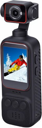 Luocute 2K Vlogging Camera, 2 Inch Color Screen with 270 Degree Electric Rotation Lens, Multi Axis Stabilization, Wide Angle Video Recorder for Travel and Daily Life, Supports Fill Light in Kuwait