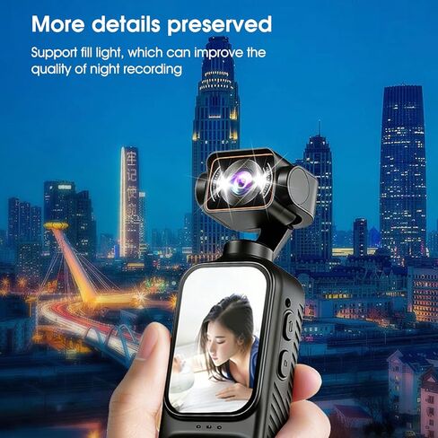 Luocute 2K Vlogging Camera, 2 Inch Color Screen with 270 Degree Electric Rotation Lens, Multi Axis Stabilization, Wide Angle Video Recorder for Travel and Daily Life, Supports Fill Light in Kuwait