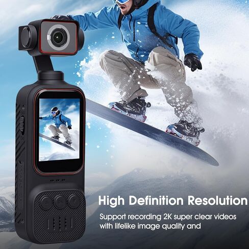 Luocute 2K Vlogging Camera, 2 Inch Color Screen with 270 Degree Electric Rotation Lens, Multi Axis Stabilization, Wide Angle Video Recorder for Travel and Daily Life, Supports Fill Light in Kuwait