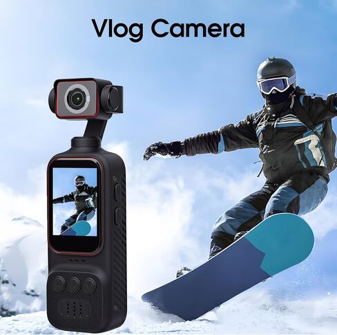 Luocute 2K Vlogging Camera, 2 Inch Color Screen with 270 Degree Electric Rotation Lens, Multi Axis Stabilization, Wide Angle Video Recorder for Travel and Daily Life, Supports Fill Light in Kuwait