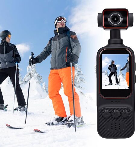 Luocute 2K Vlogging Camera, 2 Inch Color Screen with 270 Degree Electric Rotation Lens, Multi Axis Stabilization, Wide Angle Video Recorder for Travel and Daily Life, Supports Fill Light in Kuwait