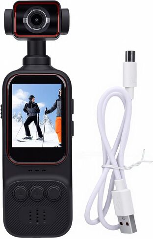 Luocute 2K Vlogging Camera, 2 Inch Color Screen with 270 Degree Electric Rotation Lens, Multi Axis Stabilization, Wide Angle Video Recorder for Travel and Daily Life, Supports Fill Light in Kuwait