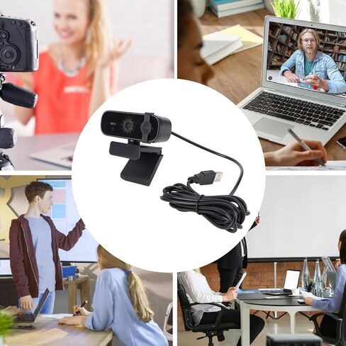 Webcam, 4K Ultra HD 3840x2160 Resolution with Auto Focus 0.7s Dual Omnidirectional Microphones Remote Control Privacy Cover, for Live Streaming in Kuwait