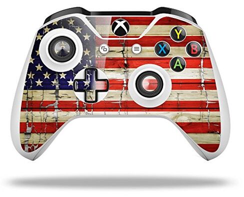 WraptorSkinz Decal Vinyl Skin Wrap compatible with XBOX One S/X Controller - Painted Faded and Cracked USA American Flag (CONTROLLER NOT INCLUDED) in Kuwait