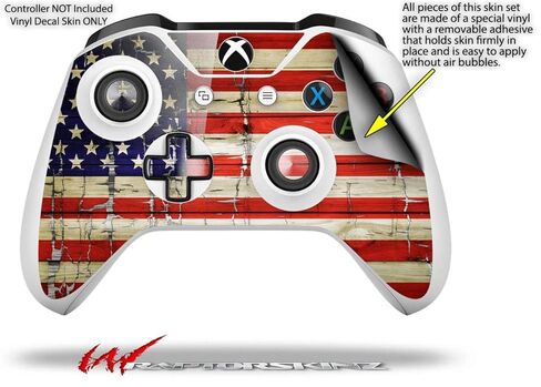 WraptorSkinz Decal Vinyl Skin Wrap compatible with XBOX One S/X Controller - Painted Faded and Cracked USA American Flag (CONTROLLER NOT INCLUDED) in Kuwait