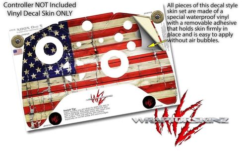 WraptorSkinz Decal Vinyl Skin Wrap compatible with XBOX One S/X Controller - Painted Faded and Cracked USA American Flag (CONTROLLER NOT INCLUDED) in Kuwait