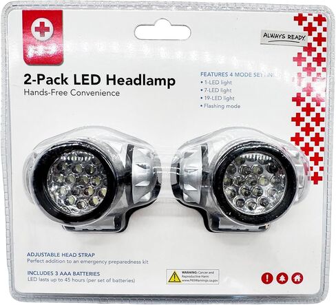 مصباح أمامي LED بدون استخدام اليدين للصليب الأحمر الأمريكي، مصباح أمامي يعمل بالبطارية بأربعة أوضاع، عناصر الاستعداد للإعصار للاستخدام في حالات الطوارئ والتخييم والمزيد in Kuwait